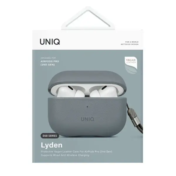 UNIQ LYDEN PROTECTIVE VEGAN LEATHER CASE FOR AIRPODS 4TH GEN | FLINT GREY